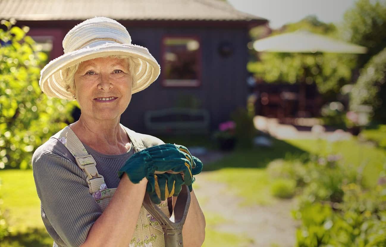 older women at home in garden